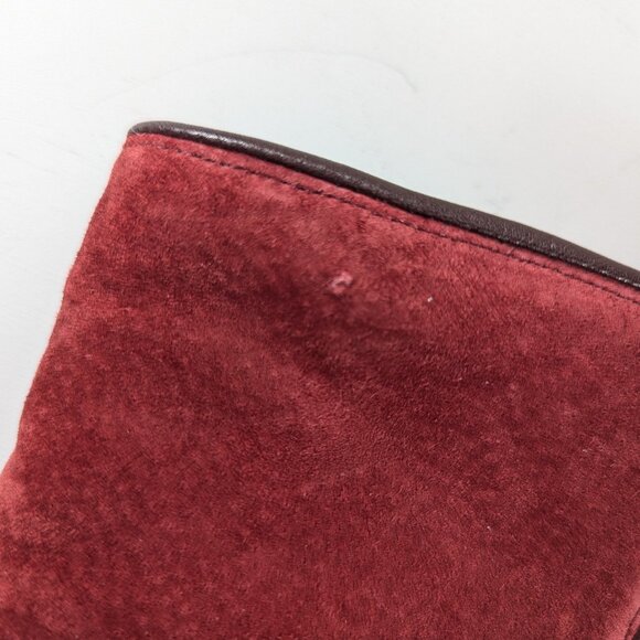 NEW Red Suede-like gloves by EATON ladies size M, white lining 100% Acrylic - Picture 5 of 11